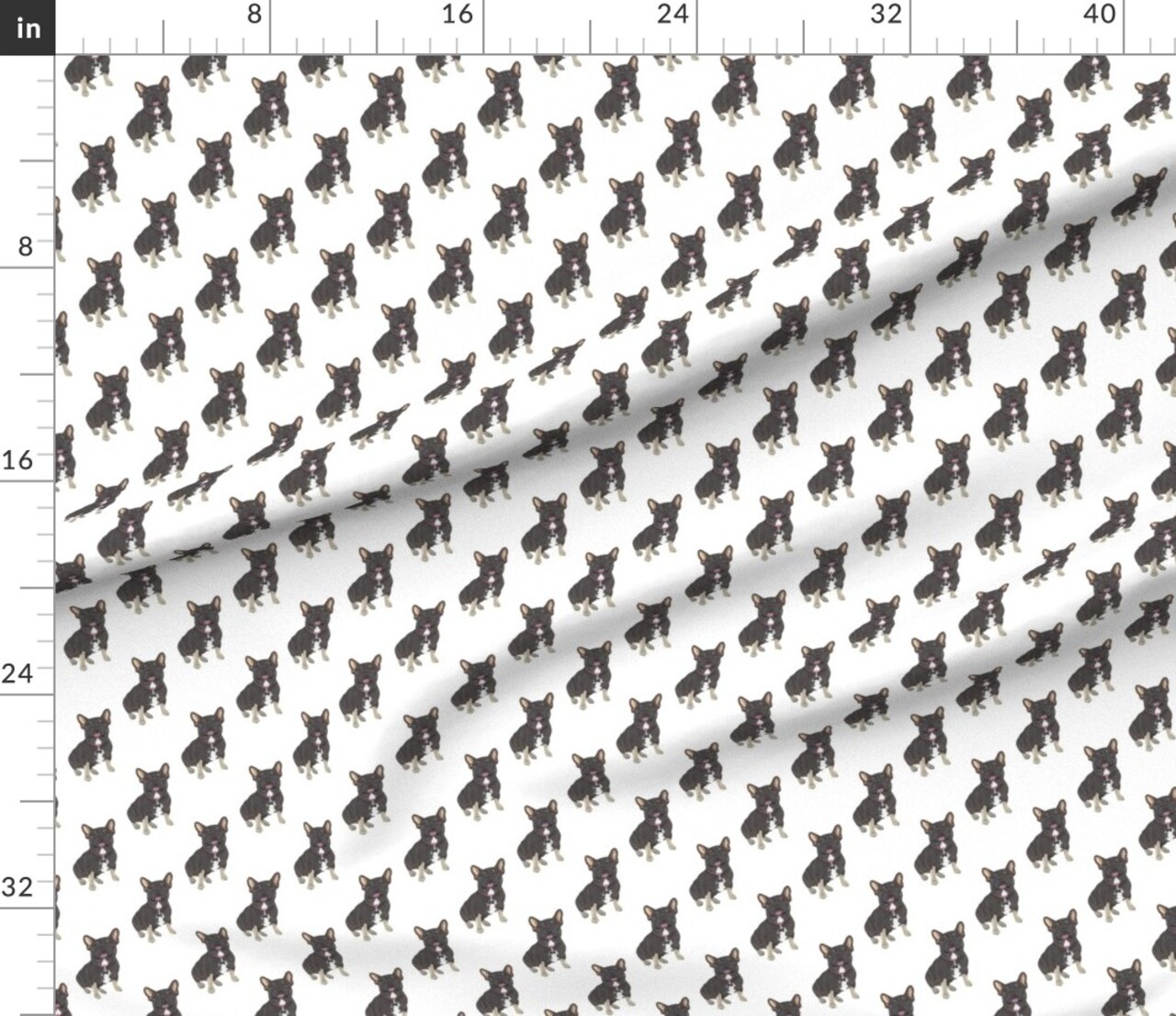 Illustrated Frenchie French Bulldog Black Tan Dog Animal Cute Whimsical Custom Printed Fabric by Spoonflower Various Fabrics by the Yard or Fat Quarter